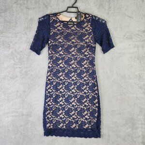 Womens Cardalite petite cocktail dress navy blue lace Size PL